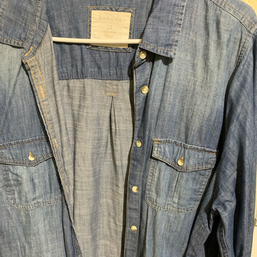 Denim long sleeve button up